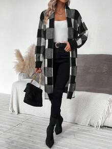 SHEIN Essnce Kẻ sọc Áo nịt đan - Đen và trắng - Xem 4