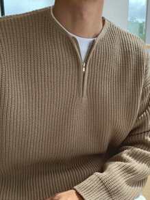 DAZY Nam Dây kéo nửa Áo len - Màu Khaki - Xem 5