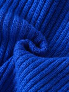 SHEIN Jersey De Punto De Cuello Alto Y Costilla Para Niño Joven - Caqui - Ver 5