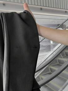 SHEIN EZwear 金屬羈扣西裝外套 - 黑色 - 查看 8