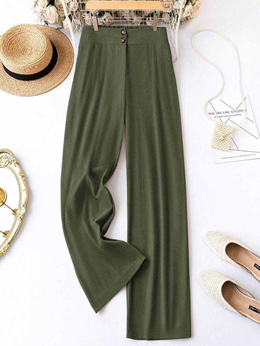 Calvaya Hơn Chất rắn Quần chân thẳng - xanh quân đội - Xem 1