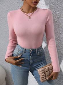 Zolique 露背短款针织套头衫秋冬毛衣 - 粉色 - 查看 6