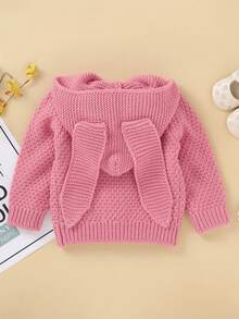 女嬰 3d 耳朵連帽開襟衫 - 粉色 - 查看 2