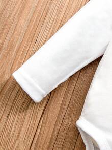 女嬰標語圖案連身衣 - 白色 - 查看 6