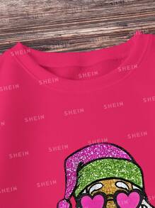 時尚多用聖誕老人圓領汗衫 - 玫紅色 - 查看 5