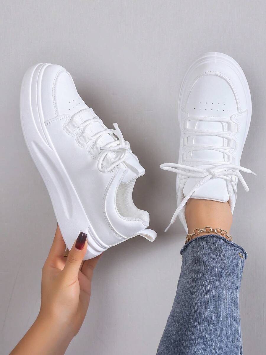 歐美韓風時尚女鞋,白色運動跑步休閒鞋 - 白色 - 查看 1