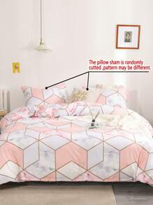 Bộ khăn trải giường bằng đá cẩm thạch không có chất độn - Hồng - Xem 8