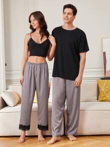 1 Miếng Của phụ nữ Ren Nối Nhà  Mặc Dài Quần - Xám - Xem 1