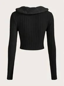 SHEIN MOD Hơn 	
Fuzzy Vòng cổ Áo Jacket Crop - màu đen - Xem 2