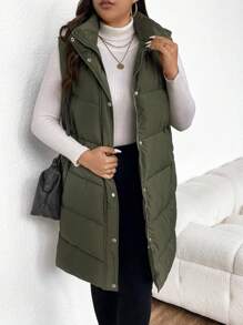 SHEIN Frenchy Áo khoác có mũ trùm đầu cỡ lớn dành cho nữ có đệm - màu xanh lá - Xem 6