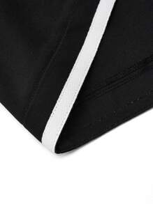 SHEIN Clasi 女士加大尺碼色塊捲領單排釦西裝外套 - 黑色 - 查看 4