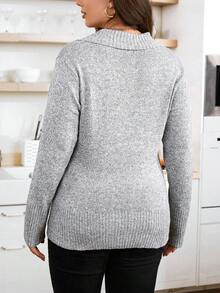 Calvaya 大碼套頭衫套頭毛衣 - 灰色 - 查看 2