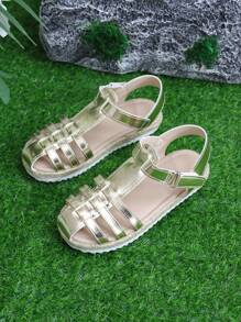 Fashionable Breathable Golden Rope Flat Sandals For Girls - Gold - View 2