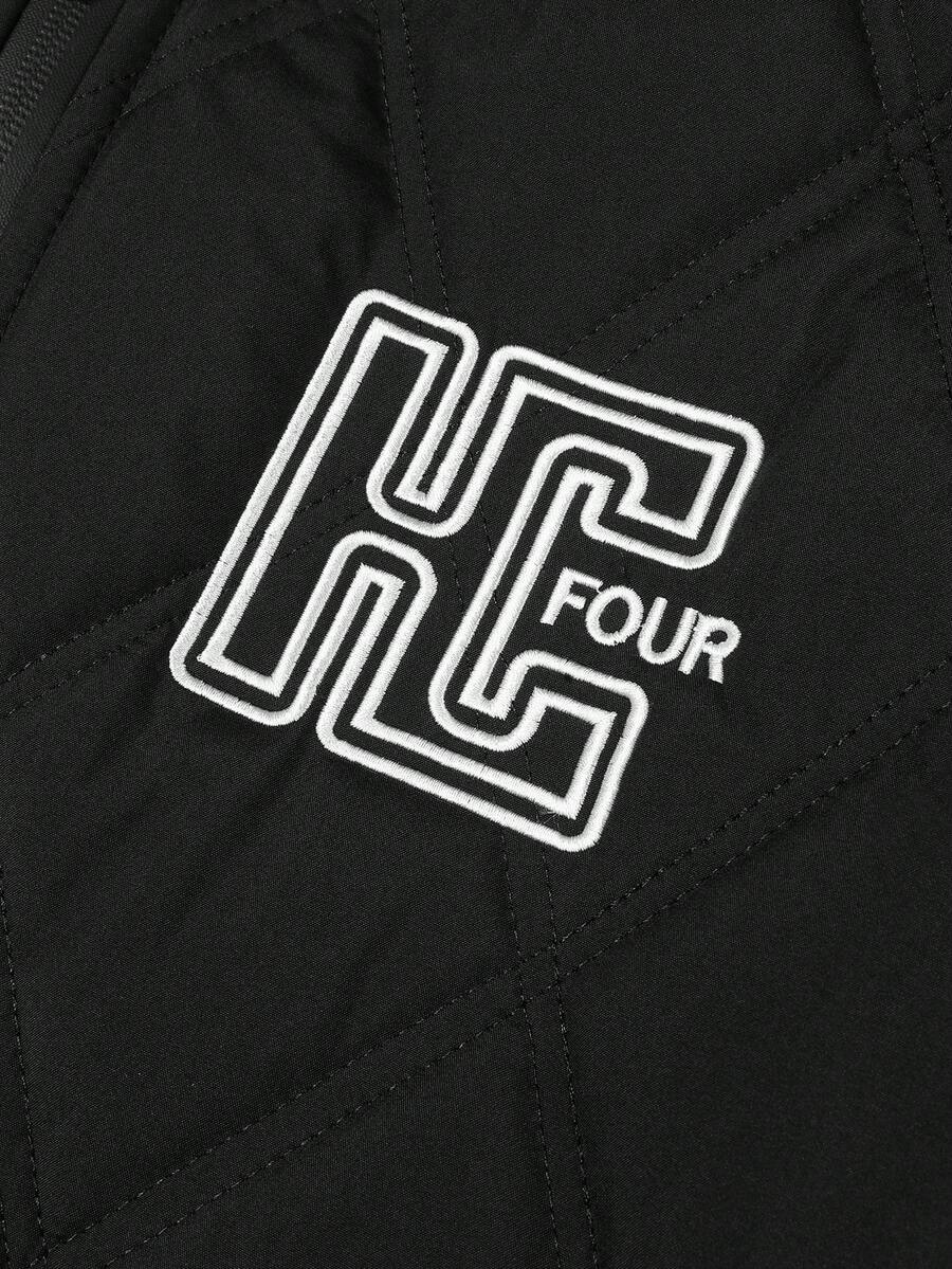 Manfinity Sporsity Men's Baseball Collar Quilted Jacket With Letter