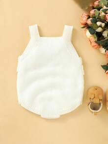 Baby Girls' Knitted Jumpsuit - White - View 2