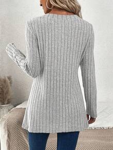 Chiquease 雙色紐扣細節T恤 - 灰色 - 查看 2