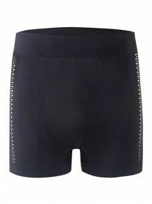 Men Hollow Out Solid Trunks ,3 Pcs - Black - View 8
