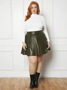 SHEIN Plus High Waist PU Skirt
