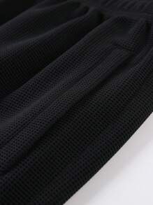 Men's Contrast Color Stand Collar Jacket And Trousers Outfit - Black - View 4