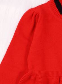 女嬰小高領生菜細節針織毛衣洋裝