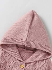 嬰兒連帽針織連體衣 - 粉色 - 查看 3