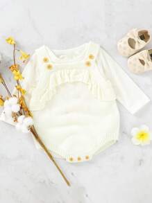 Baby Girls' Knitted Jumpsuit - White - View 1