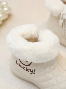 Infant/toddler/kids' Cartoon Style Mid-calf Snow Boots, Warm, Anti-slip, Outdoor & Daily Wear, Hook-and-loop Closure - Beige - View 3