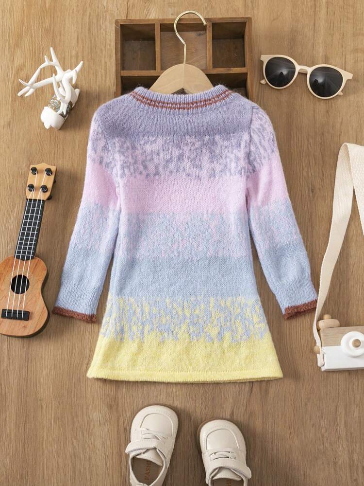 Baby Girl Ombre Pattern Sweater Dress