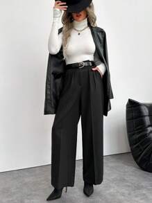 EURMUSE 女裝西裝褲 - 黑色 - 查看 5