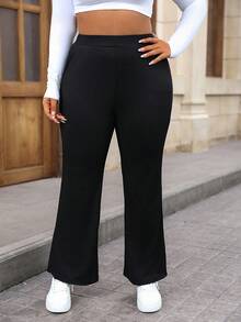 Calvaya 純色喇叭褲 - 黑色 - 查看 4