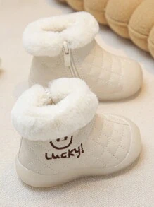 Infant/toddler/kids' Cartoon Style Mid-calf Snow Boots, Warm, Anti-slip, Outdoor & Daily Wear, Hook-and-loop Closure - Beige - View 6