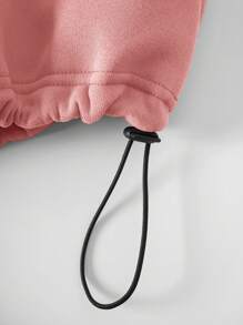 INAWLY Plus Size Drop Shoulder Zipper Half Placket Sweatshirt