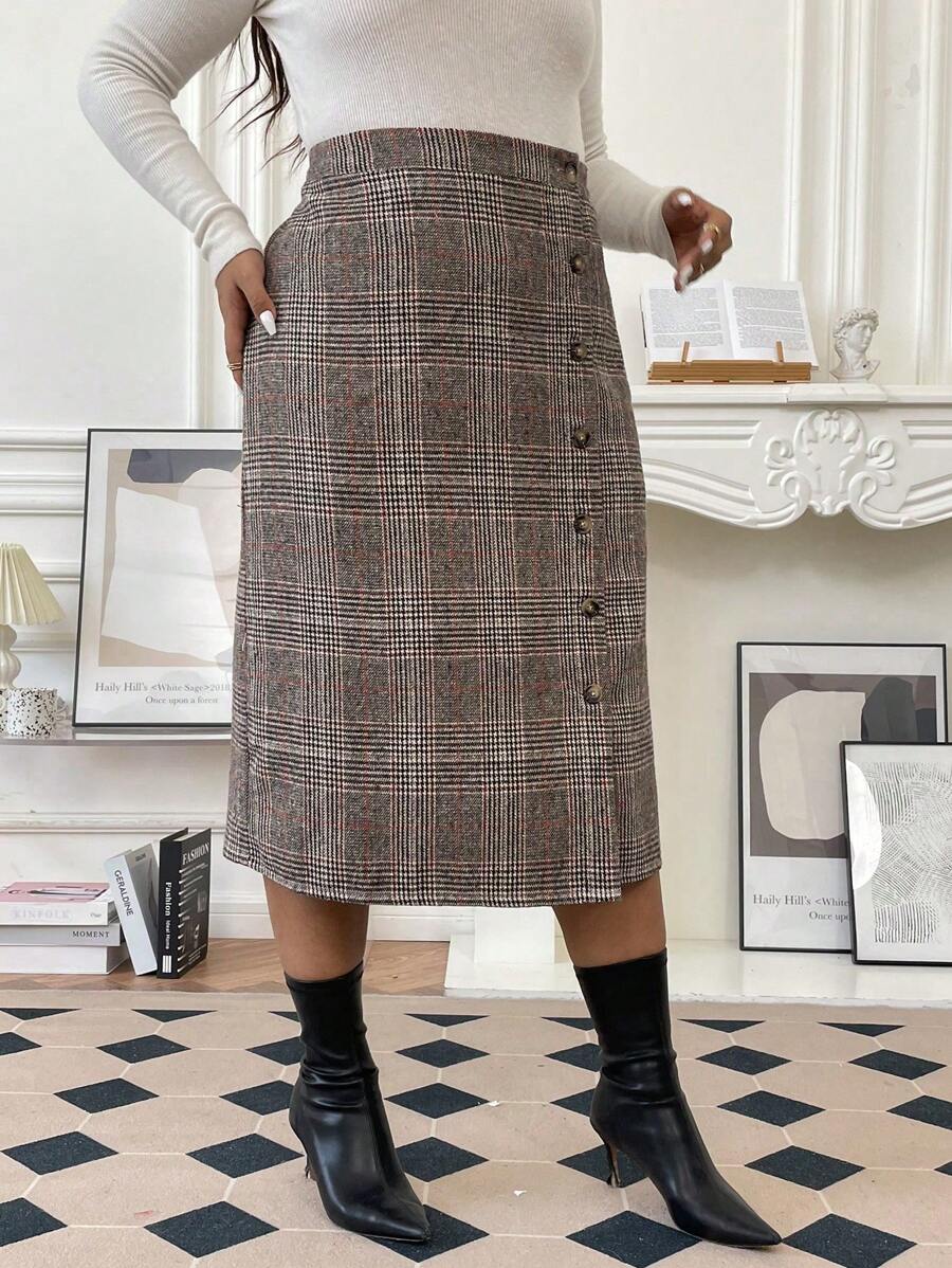 SHEIN Franclia 大碼半身裙 - 彩色 - 查看 1