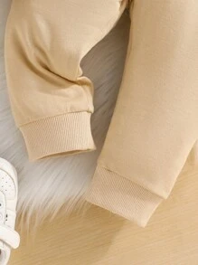 Baby Girl Heart & Slogan Graphic Hoodie & Sweatpants