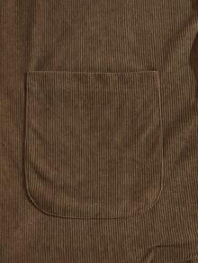 ROMWE MEN Academia 男士商務格紋西裝,配有字母補釘胸花 - 棕色 - 查看 4