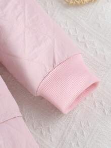 SHEIN Bé gái 2 Miếng Dễ thương Hàn Quốc Phong cách Đối với Mùa thu Và Mùa Đông - Hồng - Xem 4