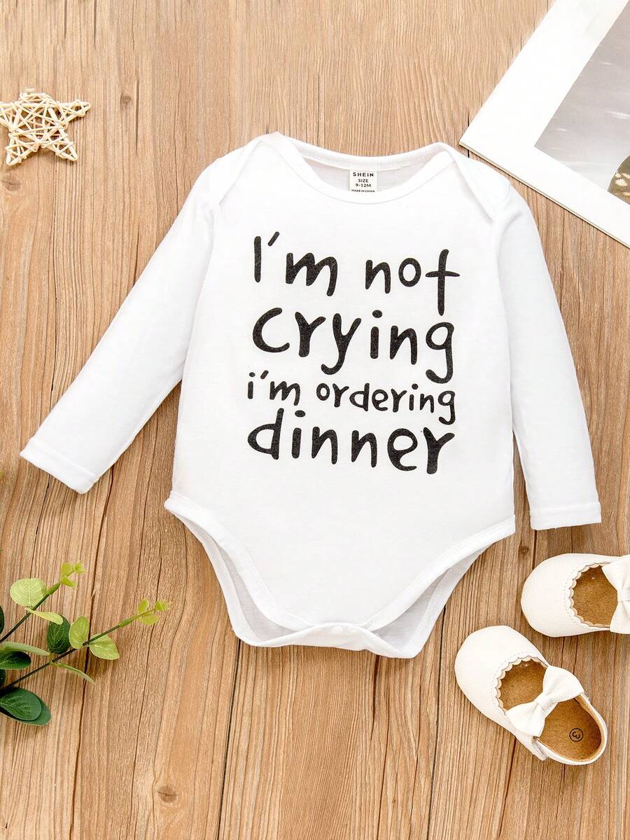 女嬰標語圖案連身衣 - 白色 - 查看 1