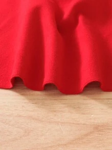 Little Girls' Butterfly Decorated Top And Solid Color Dress Set - Red - View 3