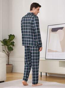 Nam Kẻ sọc Bằng phẳng Vòng cổ Bộ mặc nhà - Nhiều màu - Xem 2