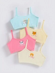 女童 4 件熊貓字母圖案印花背心 - 彩色 - 查看 1