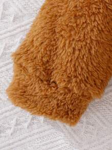 SHEIN 少女双色卡通刺绣3D耳朵设计卫衣 - 卡其色 - 查看 6