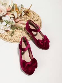 少女高跟泵鞋,表演晚禮服靴,小女孩公主鞋 - 酒紅色 - 查看 2