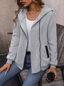 SHEIN LUNE Fashionable Casual Women's Sweatshirt - Grey - View 1