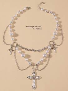 ROMWE Goth Y2k Gothic Style Cross Pendant Necklace, Halloween