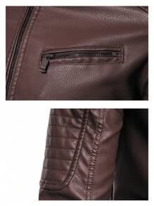 Chaqueta con cremallera y cuello alto para hombre - Rojo - Ver 5