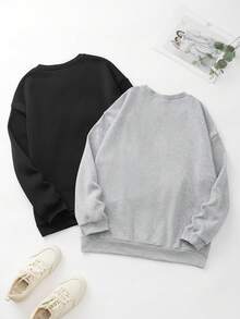 SHEIN Essnce Sudadera De Polar Con Estampado De Letras - Multicolor - Ver 2