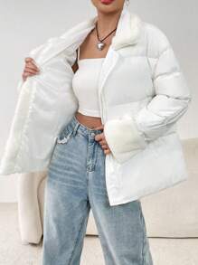 SHEIN EZwear Của phụ nữ áo Với Vá lại - trắng - Xem 5