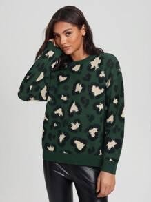 SHEIN Unity Women'S Love Pattern Drop Shoulder Sweater - Multicolor - View 4