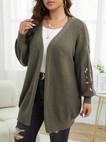 SHEIN LUNE 大尺碼開襟衫 - 駝色 - 查看 5