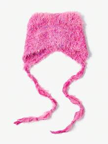 SHEIN ICON Women's Pink Hat For Autumn And Winter Cute - Hot Pink - View 7
